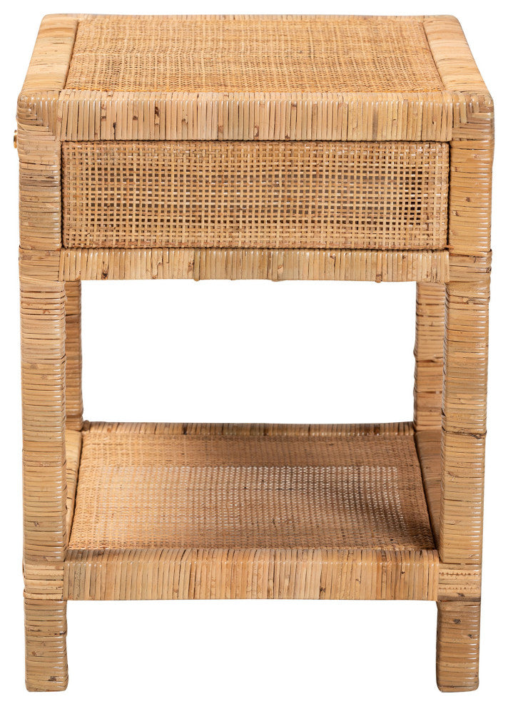Ciana Natural Rattan & Mahogany Nightstand