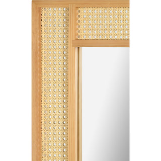 Wren Rectangular Rattan And Pine Wood Wall Mirror