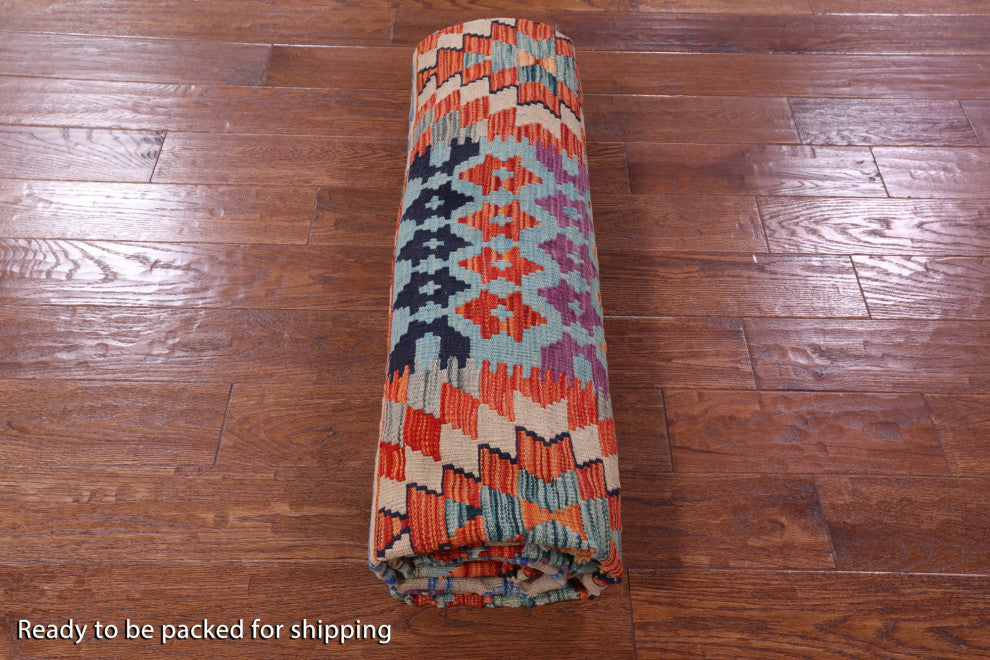 8' 3" X 9' 9" Flat Weave Kilim Reversible Wool On Wool Rug Q9478