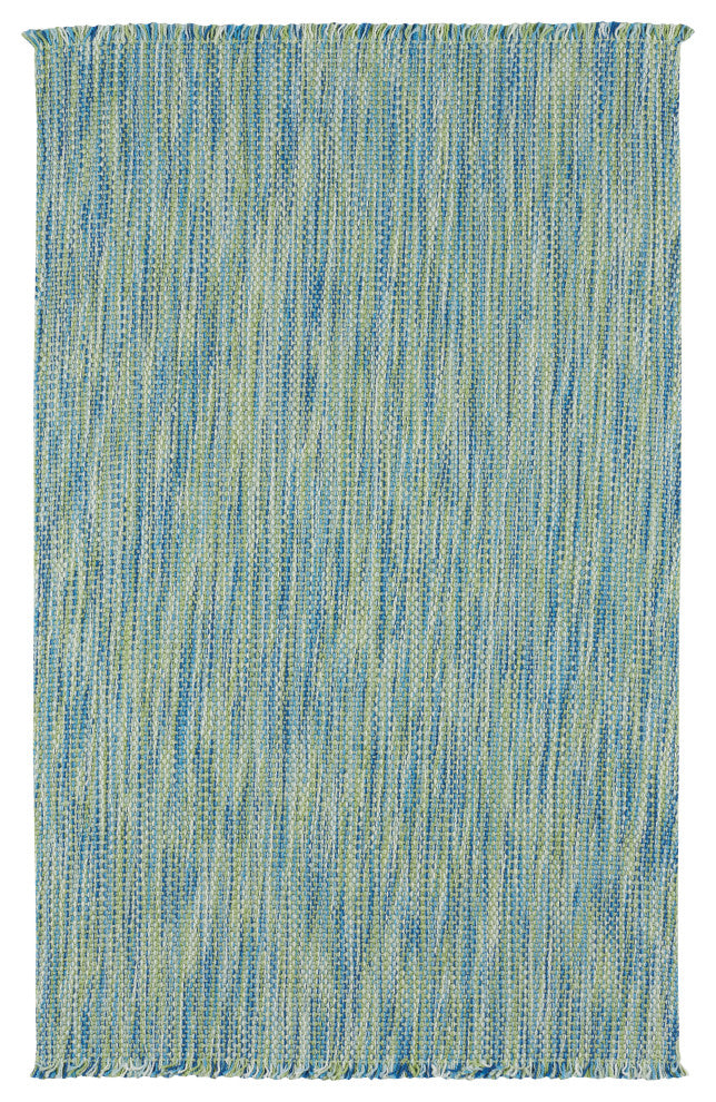 Coastal Flat Woven Area Rug, Blue, Vertical Stripe Rectangle, 8'x5'