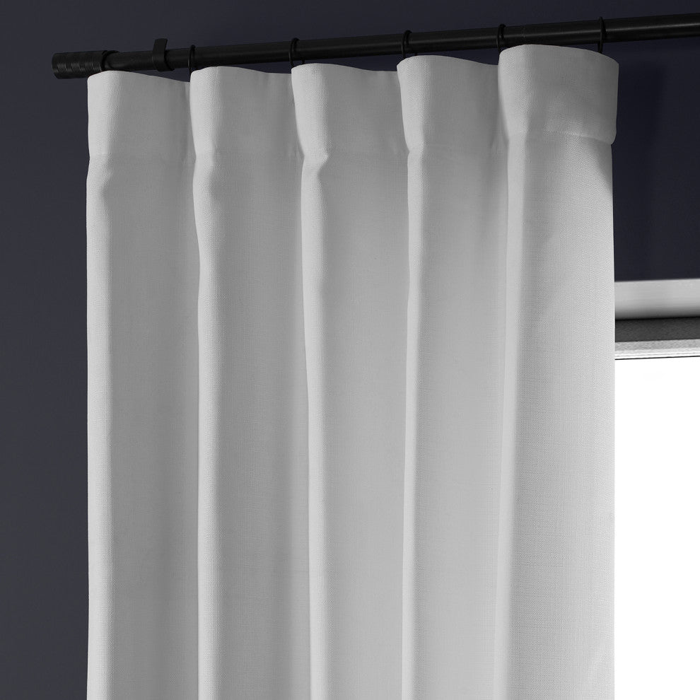 Italian Faux Linen Curtain Single Panel, Dove White, 50"x96"