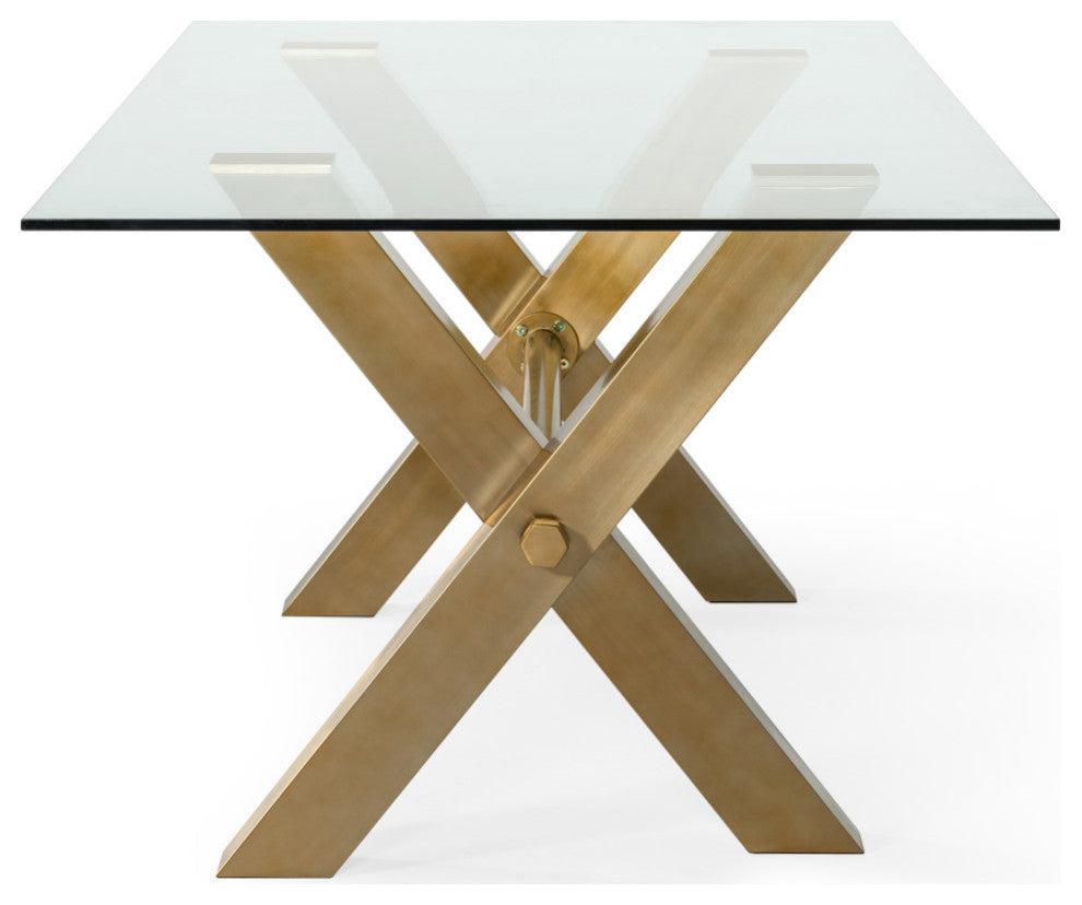 Modrest Dandy Golden and Glass Dining Table