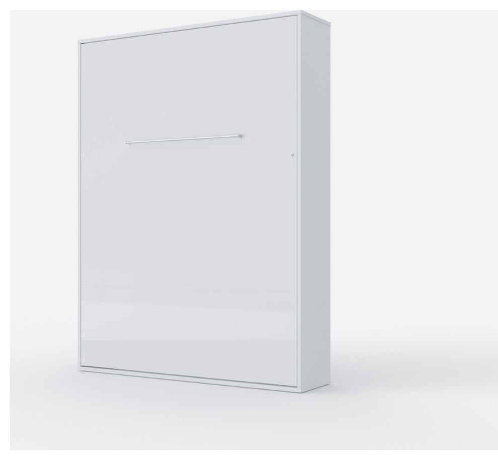 Contempo Vertical Wall Bed, European Full XL SIze, White/White Gloss