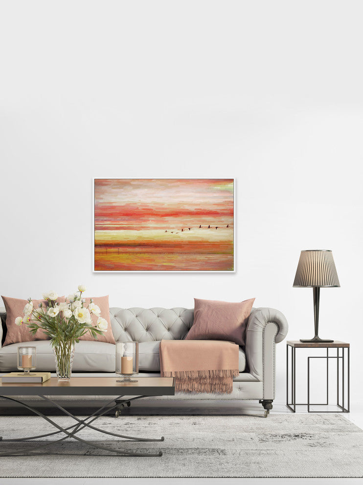 "Flying South" Floater Framed Painting Print on Canvas, 36"x24"