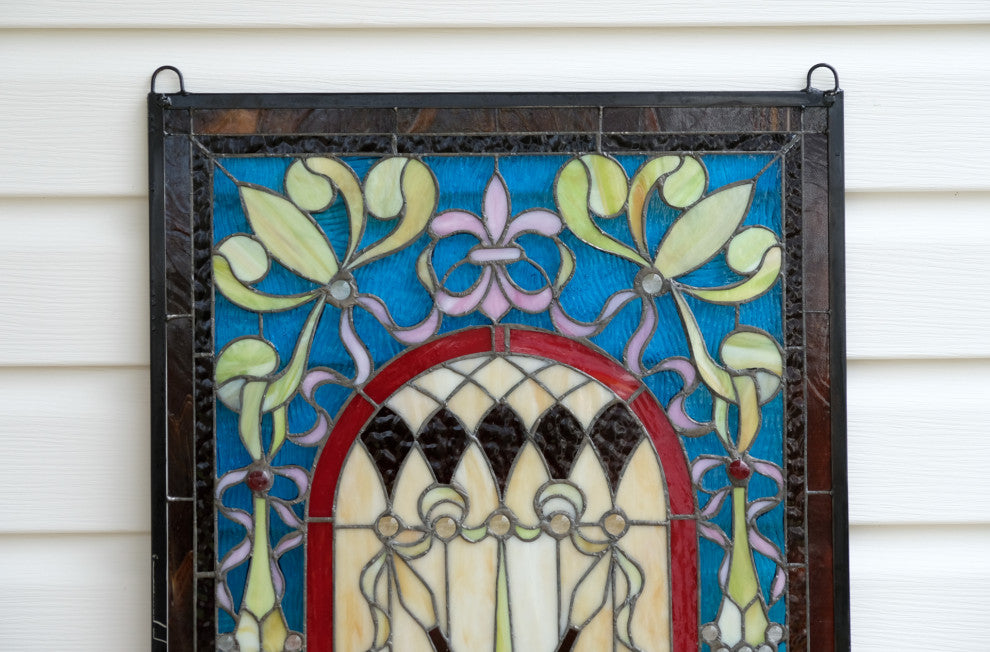 20.5" x 34.75" Large Handcrafted glass window panel WL040101