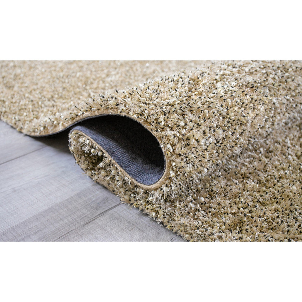 5" x 7" Beige Textured Modern Area Rug