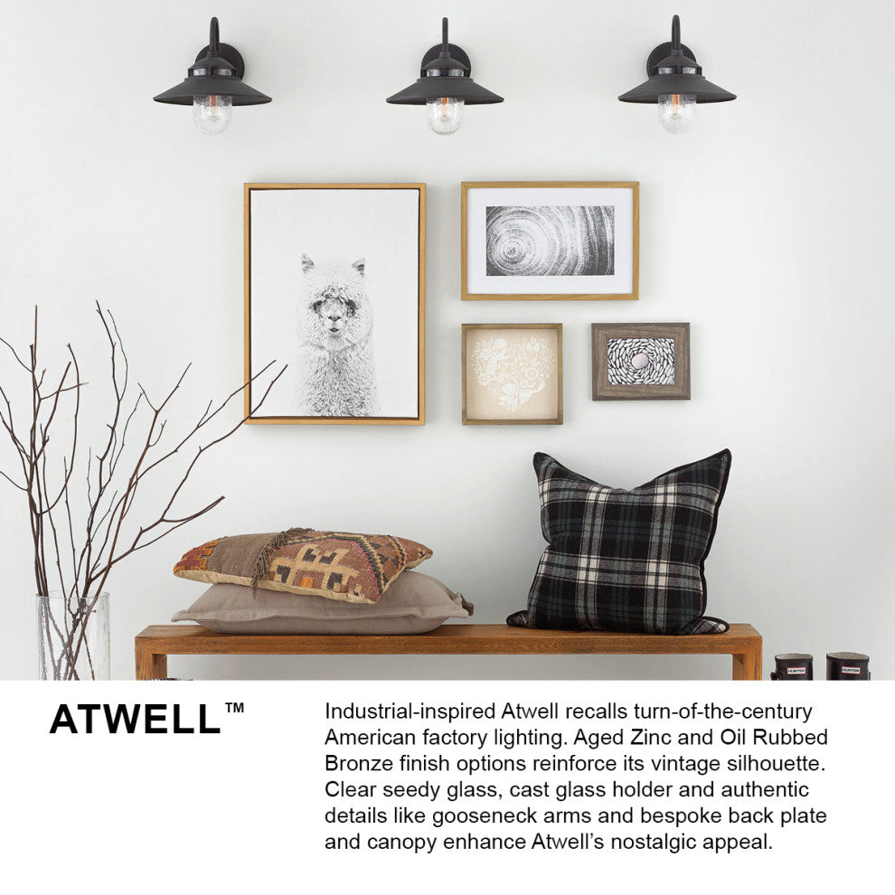 Hinkley Atwell Small Wall Mount Lantern, Aged Zinc