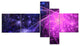 Purple Pink Colorful Fireworks, Abstract Art on Canvas, 60"x32", 5 panels