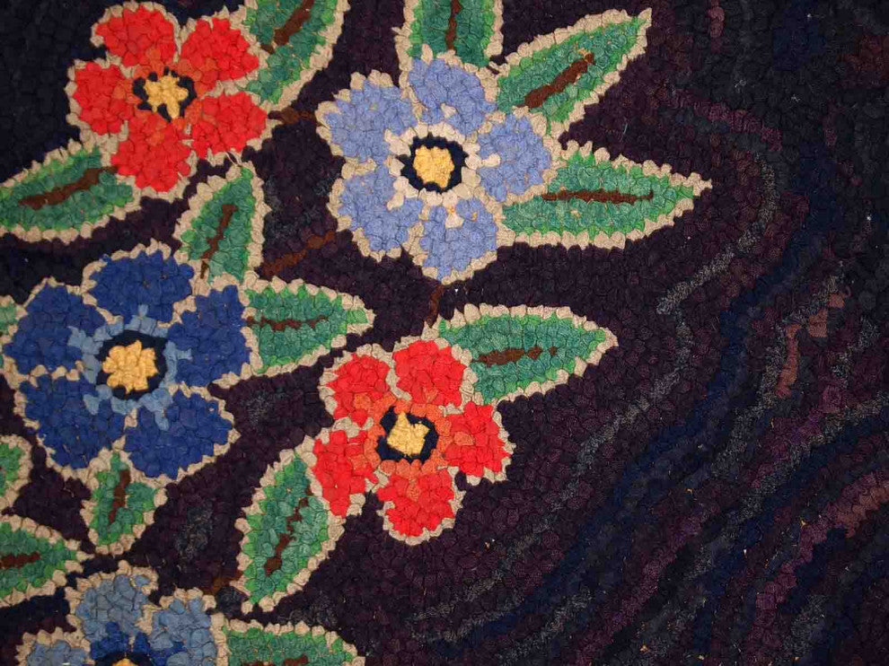 Handmade Antique American Hooked Rug, 3.4'x5.4', 103cmx166cm 1920s