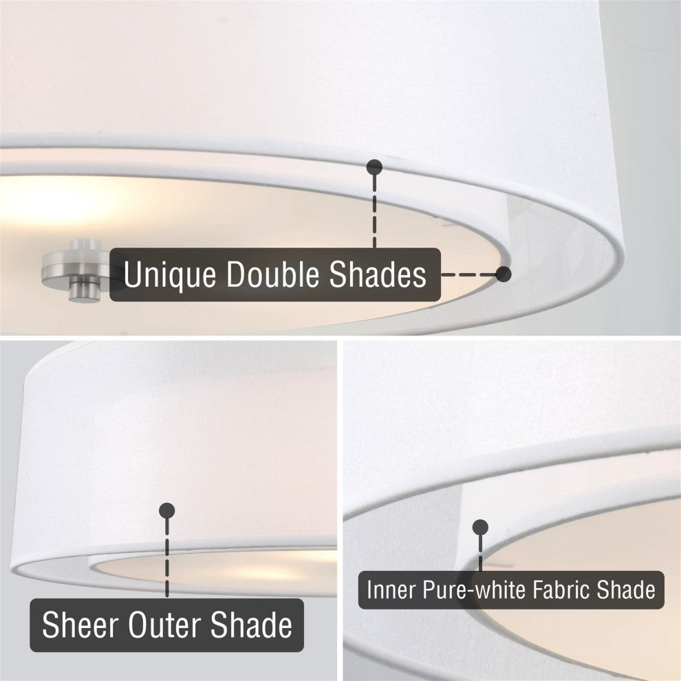 Kira Home Lindos 20" Double Drum Chandelier, Glass Diffuser, Stem-Hung