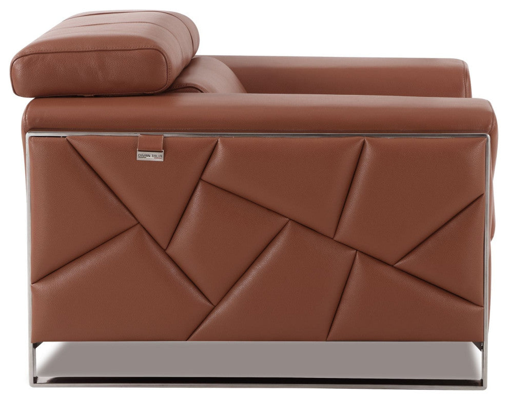 Trento Genuine Italian Leather Modern Sofa Camel