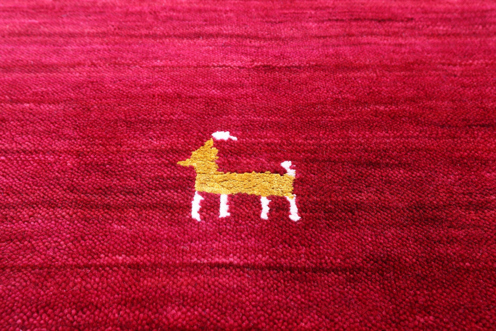 5' 0" X 7' 0" Hand-Knotted Persian Gabbeh Wool Rug - Q15295