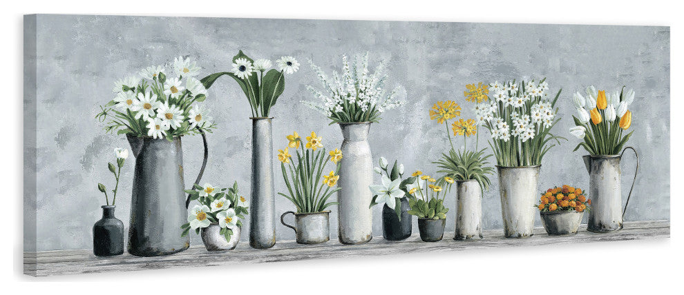 "Blooms, White and Yellow" Painting Print on Wrapped Canvas