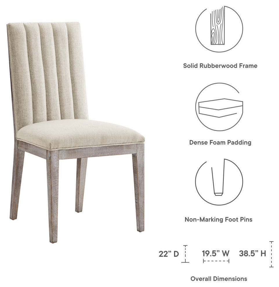 Maisonette French Vintage Tufted Fabric Dining Side Chairs Set of 2 - Beige