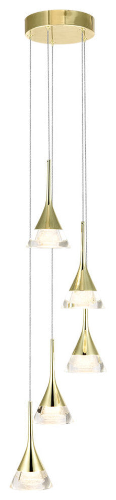Amalfi 5-Light ETL Certified Integrated LED Chandelier Lighting Fixture, Gold