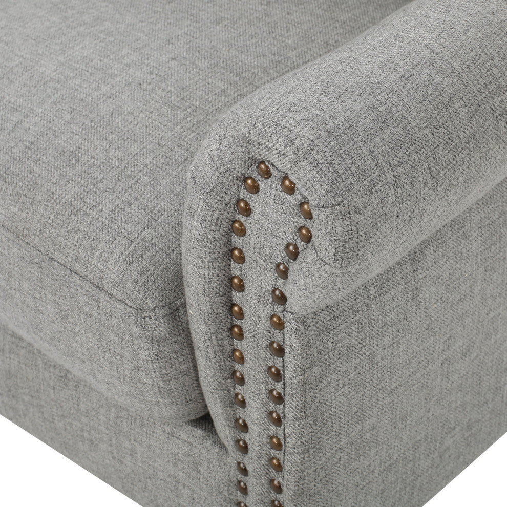GDF Studio Lainie Traditional Tufted Winged Fabric Accent Chair, Gray