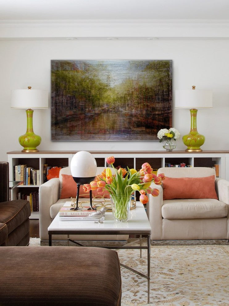 "Amsterdam Channels" Painting Print on Brushed Aluminum, 36"x24"