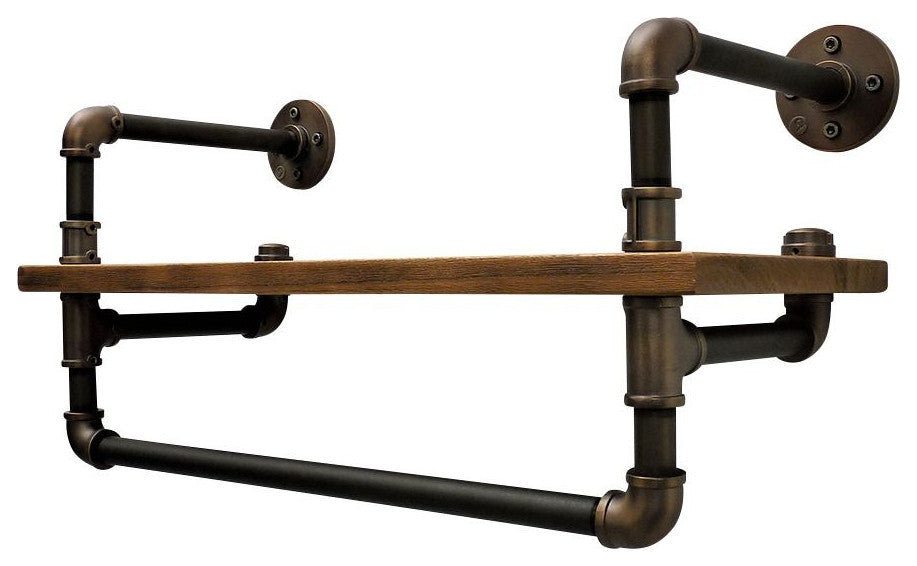 Ann Harbor Farmhouse Industrial 27" Wide Shelf Rack, Rustic Bronze
