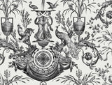 Avian Fountain Toile Black Wallpaper