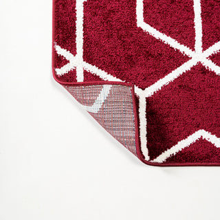 Tumbling Blocks Modern Geometric Red/White 3'x5' Area Rug