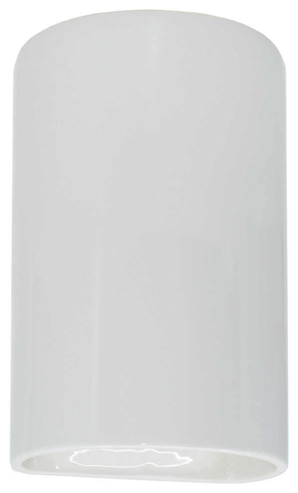 Ambiance ADA Small Cylinder Outdoor Wall Sconce, Closed, Gloss White, LED
