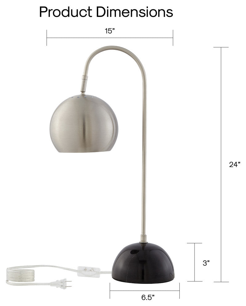Inspired Home Harlynn Table Lamp, Marble Stone Base, Stainless Steel