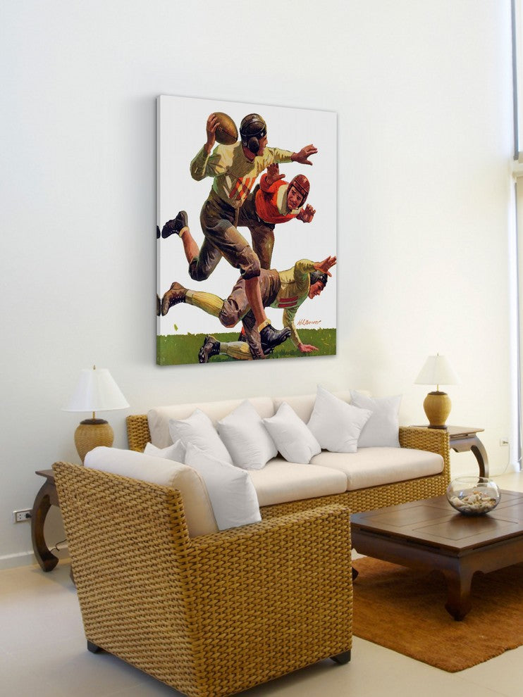"Quarterback Pass" Painting Print on Canvas by Maurice Bower