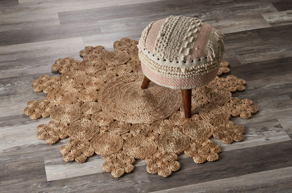 Dazzling Concentric Boutique Organic Jute Rug, 6' Round