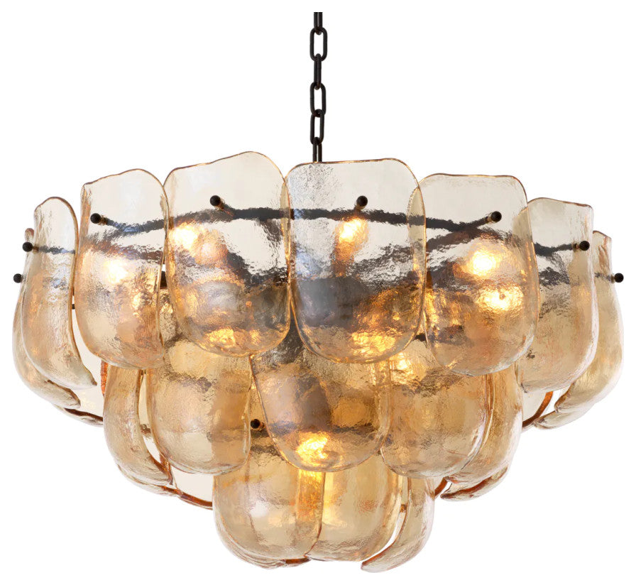 Glass Sheets Tiered Chandelier, Eichholtz Gustave, Champagne