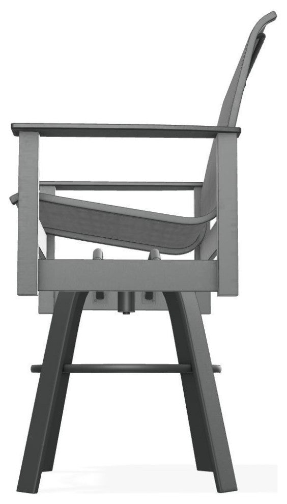 Leeward Sling Bar Height Outdoor Swivel Armchair, Collect Charcoal/Graphite