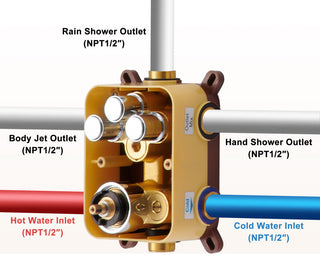 12" Luxury Shower System Set with Handheld Spray & 6 Body Jets, Chrome