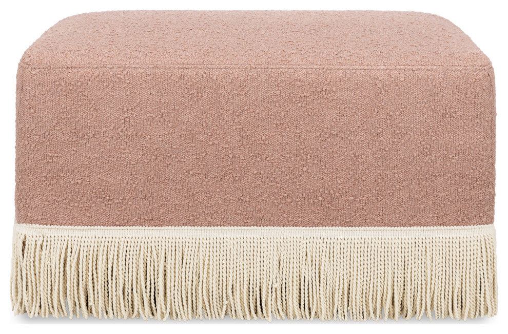Crawford Gliding Ottoman, Boucle with Tassel Fringe, Rose