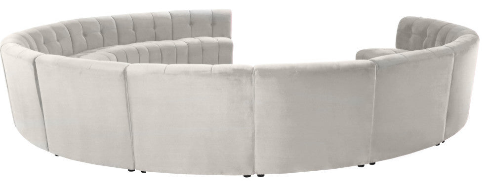 Limitless Velvet Upholstered 13-Piece Modular Sectional, Cream