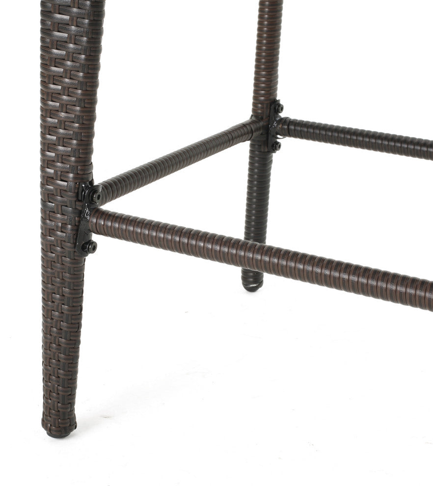 GDF Studio 5-Piece Landan Outdoor Multi-Brown Wicker 32.5" Square Bar Table Set