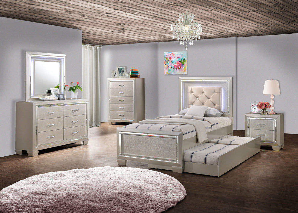 Glamour Youth Full Platform Bed w/ Trundle