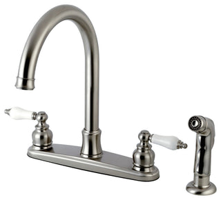 8" Centerset Kitchen Faucet, Sprayer, Brushed Nickel