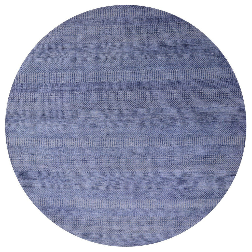 7' Round Wool and Silk Hand-Knotted Savannah Grass Rug Q11460