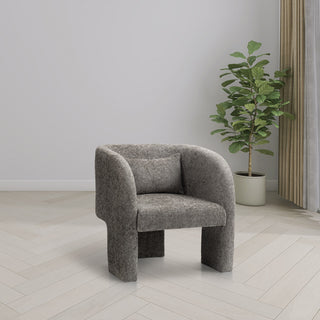 Sawyer Beige Weaved Polyester Fabric Accent Chair, Grey, Chenille Fabric