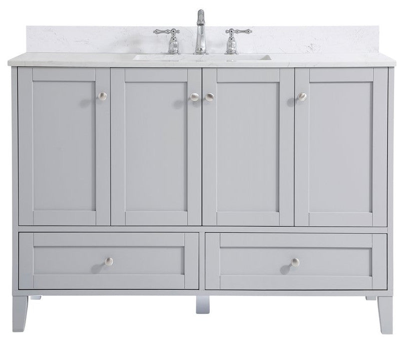 Sadie 48" Single Bathroom Vanity, Gray With Backsplash