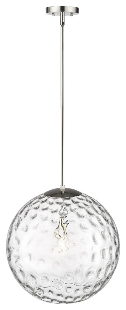 Mackenzie Polished Nickel <br> 1-Light Pendant With Rippled Water glass