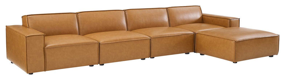 Restore 5-Piece Vegan Leather Sectional Sofa Tan
