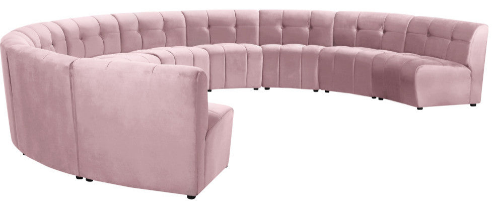 Limitless Velvet Upholstered 10-Piece Modular Sectional, Pink