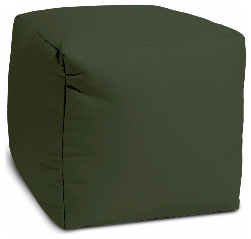 17  Cool Dark Khaki Green Solid Color Indoor Outdoor Pouf Ottoman