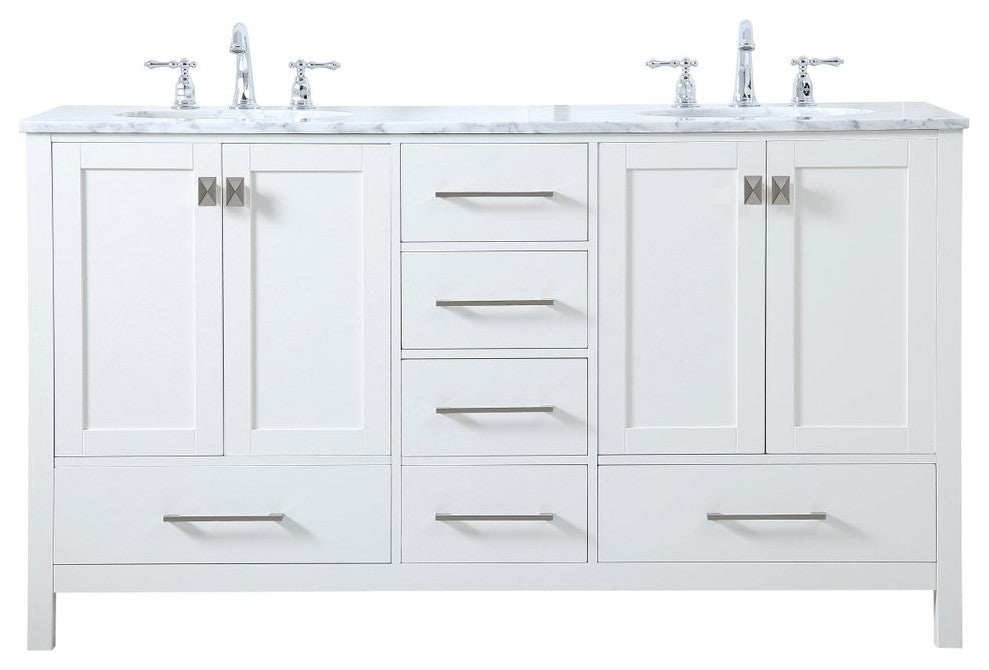 Elegant VF18960DWH 60"Double Bathroom Vanity, White