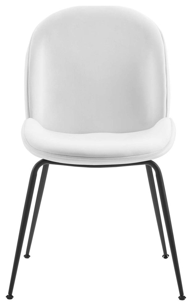 Side Dining Chair, Set of 2, Velvet, Metal, White, Modern, Bistro Restaurant