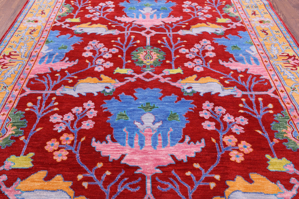 8' 0" X 9' 10" Turkish Oushak Hand-Knotted Wool Rug - Q15389