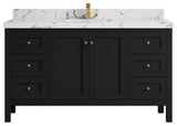 Nashville 60" Single Bathroom Vanity, Black 2" Viola Brown
