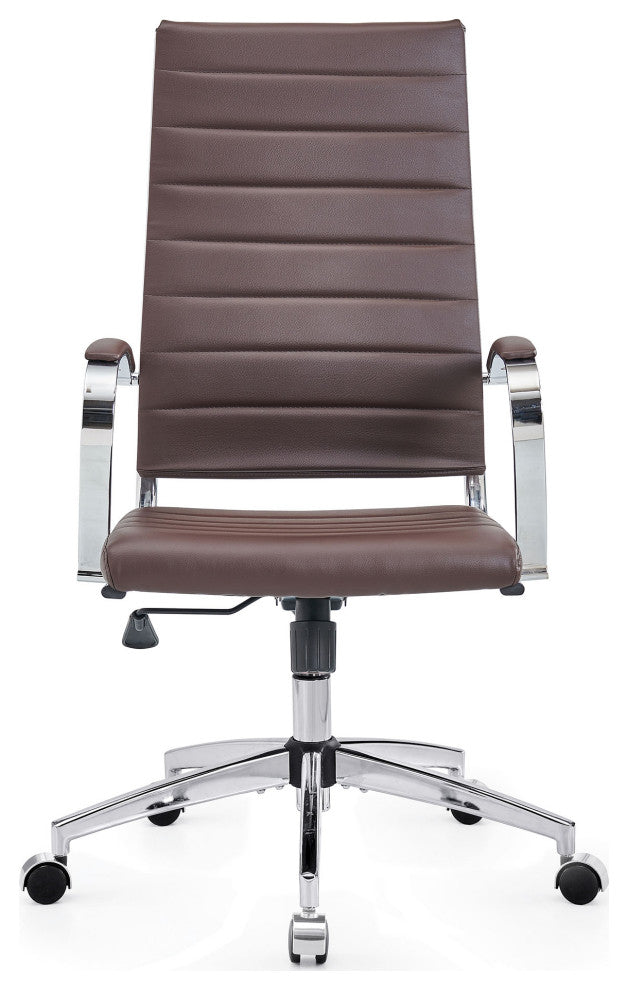 LUXMOD High Back Adjustable Swivel Computer Chair, Brown