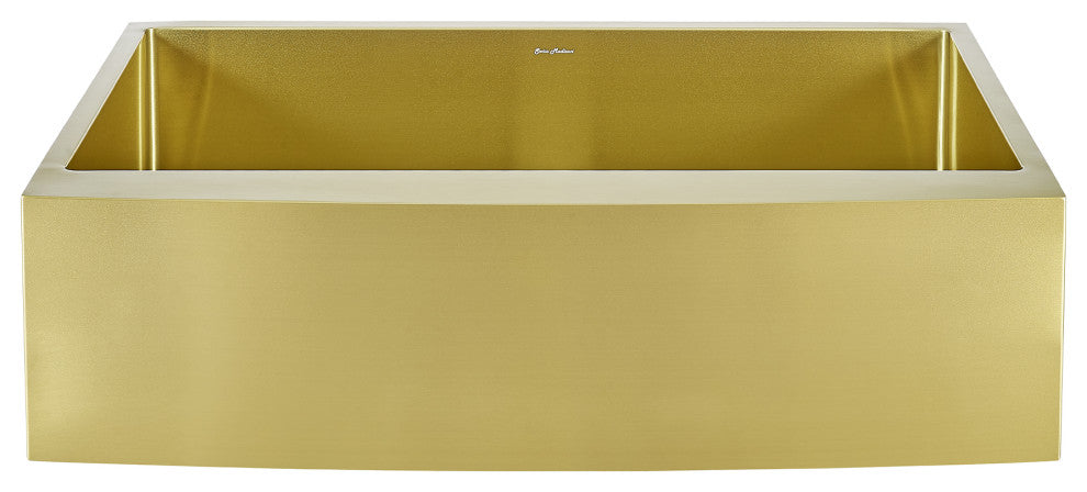 Rivage 33"x21" Stainless Steel Farmhouse Kitchen Sink, Gold