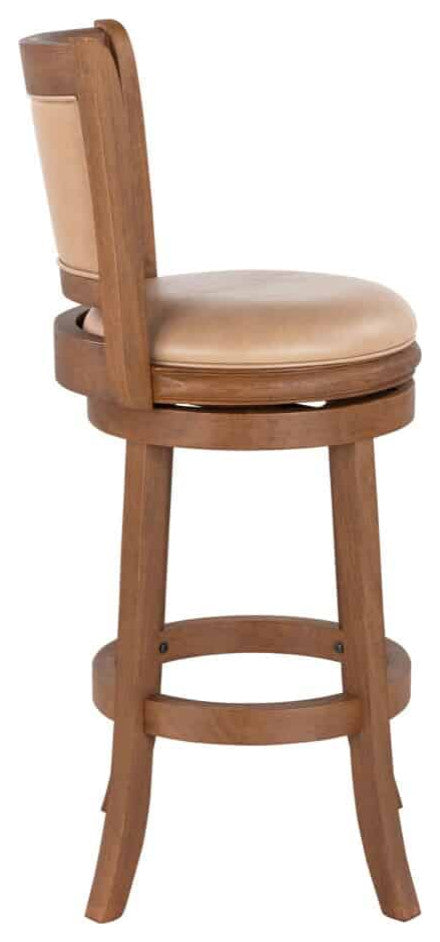 Augusta Swivel Bar Stool, Chestnut Wire-Brush